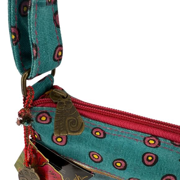 Laurel Burch Cross Body Bag NEW Cat Art To Wear Green Purse 9.5 x 12 in Cat Lady - Picture 4 of 11